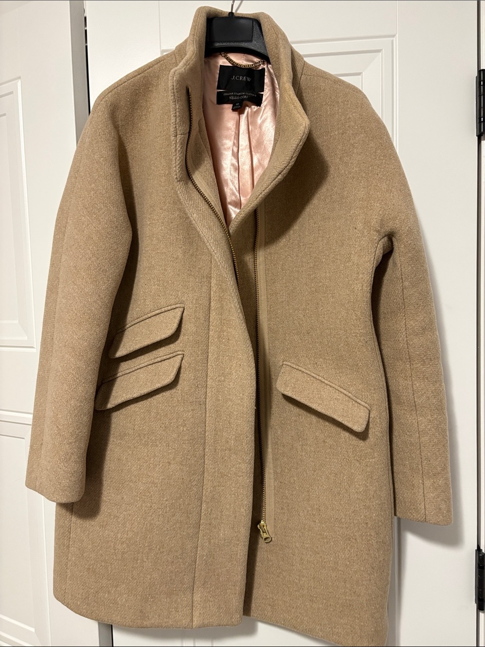 J. Crew Camel Wool-Blend Caccoon with Stand Collar